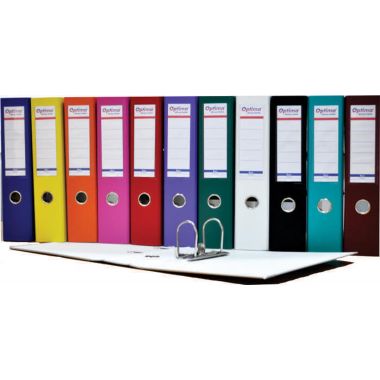 Biblioraft A4, plastifiat PP/paper, margine metalica, 75 mm, Optima Basic - portocaliu