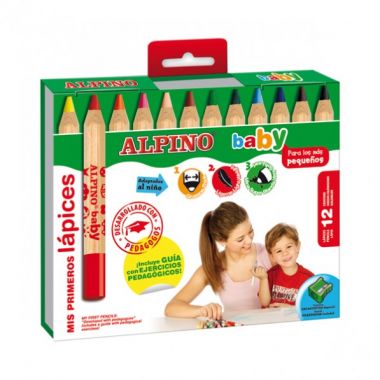 Creioane colorate, 12 culori/set, ALPINO Baby - Maxi
