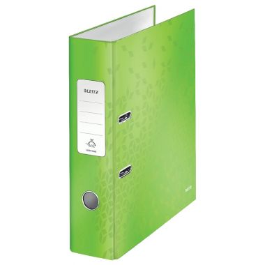 Biblioraft Leitz 180° WOW, carton laminat, partial reciclat, FSC, A4, 80 mm, verde