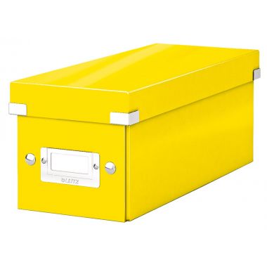 Cutie depozitare Leitz WOW Click & Store, carton laminat, pliabila, cu capac, 14x13x35 cm, galben